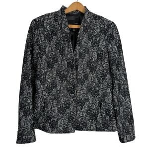 Banana Republic Women Blazer Jacket 8P Floral Dark Romantic Career Office Artsy